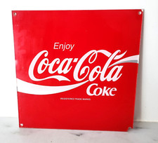VINTAGE ANNÉES 70 UK ENGLAND ENJOY COCA COLA SIGNE FORME CARRÉE PLASTIQUE FABRIQUÉ 8,9 PO.
