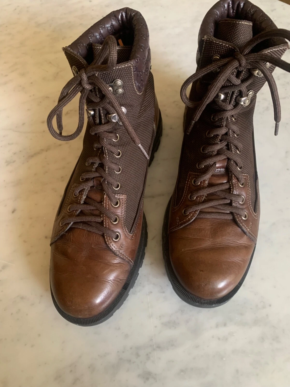 Bottes Gucci marron homme GUCCISSIMA « Made in Italy » cuir signature US 10 UK 9