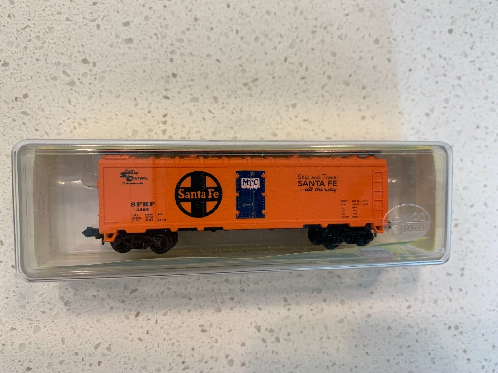 N-scale Model Power ATSF 40' Box Car 3383 Santa Fe Custom-2285 SFRP MTL ...