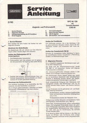 GRUNDIG - RPC 50 / GB mit CBS 50 - Service Manual Anleitung Schaltbild - B7750