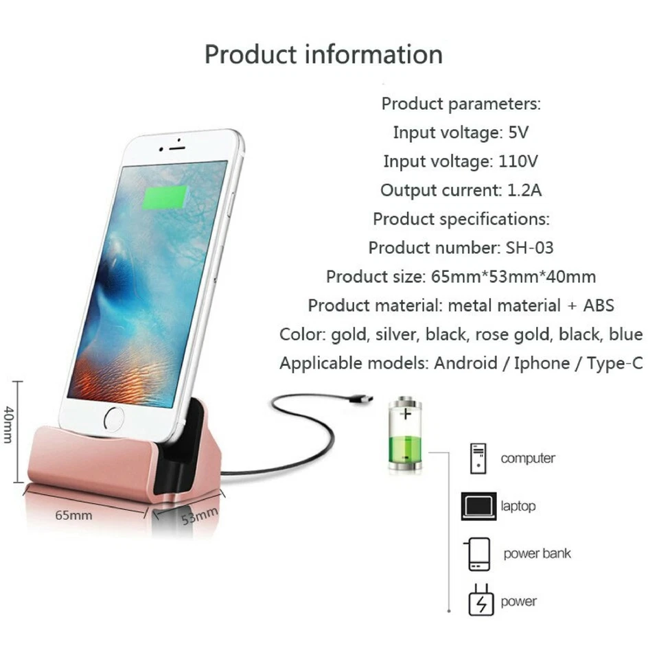 caricabatteria smartphone stand docking station per Apple iPhone Android type C - Image 4 of 4