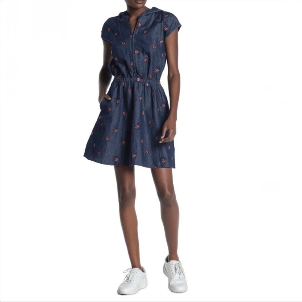 LOVE Abito con cappuccio Moschino coccinella Chambray Nuovo con etichette