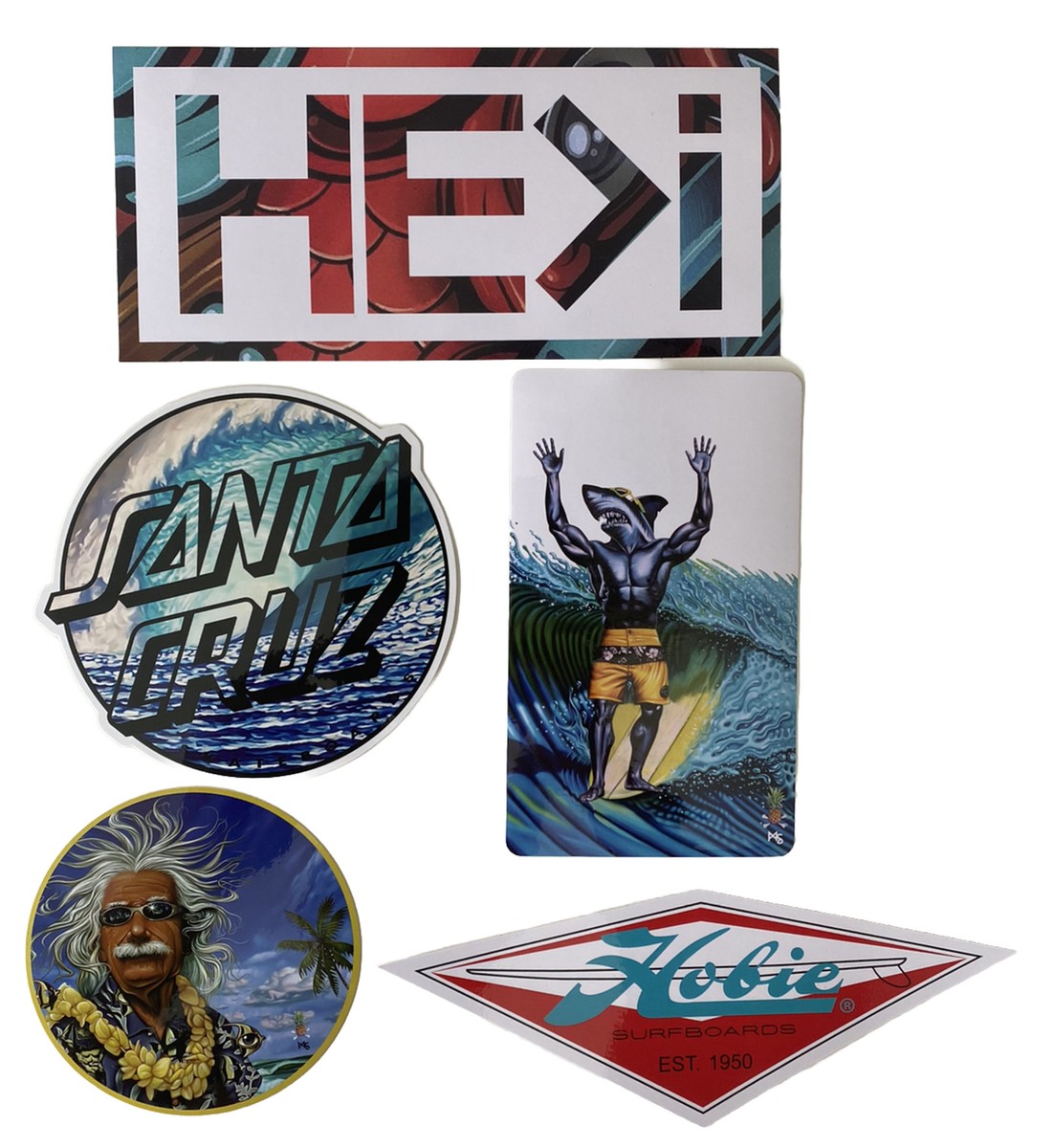 HOBIE Sticker Set 5 WSL Heki Volcom Fcs 2 RVCA Eddie Would Go RVCA