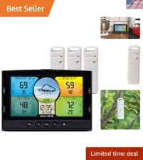 Multi-Room Weather Station with Wireless Indoor/Outdoor Thermometer and Digit...