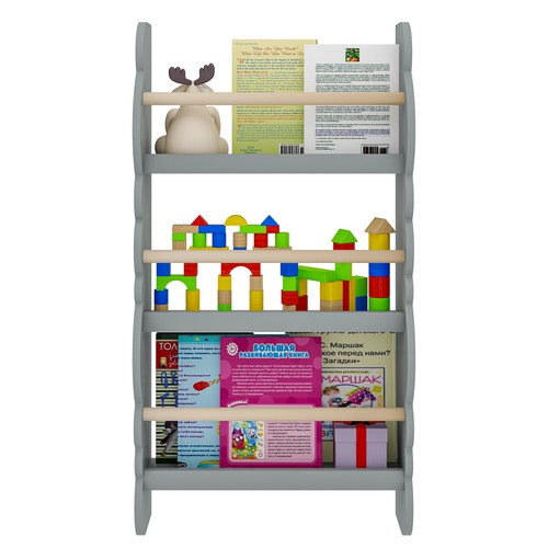 Kids Bookshelf Children Wall-mounted Bookcase Storage Unit Display Shelving Rack - Picture 15 of 15