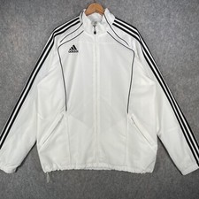 Vintage Adidas Jacket Mens 46/48 White Black 3 Stripes Logo Casual Gym Top