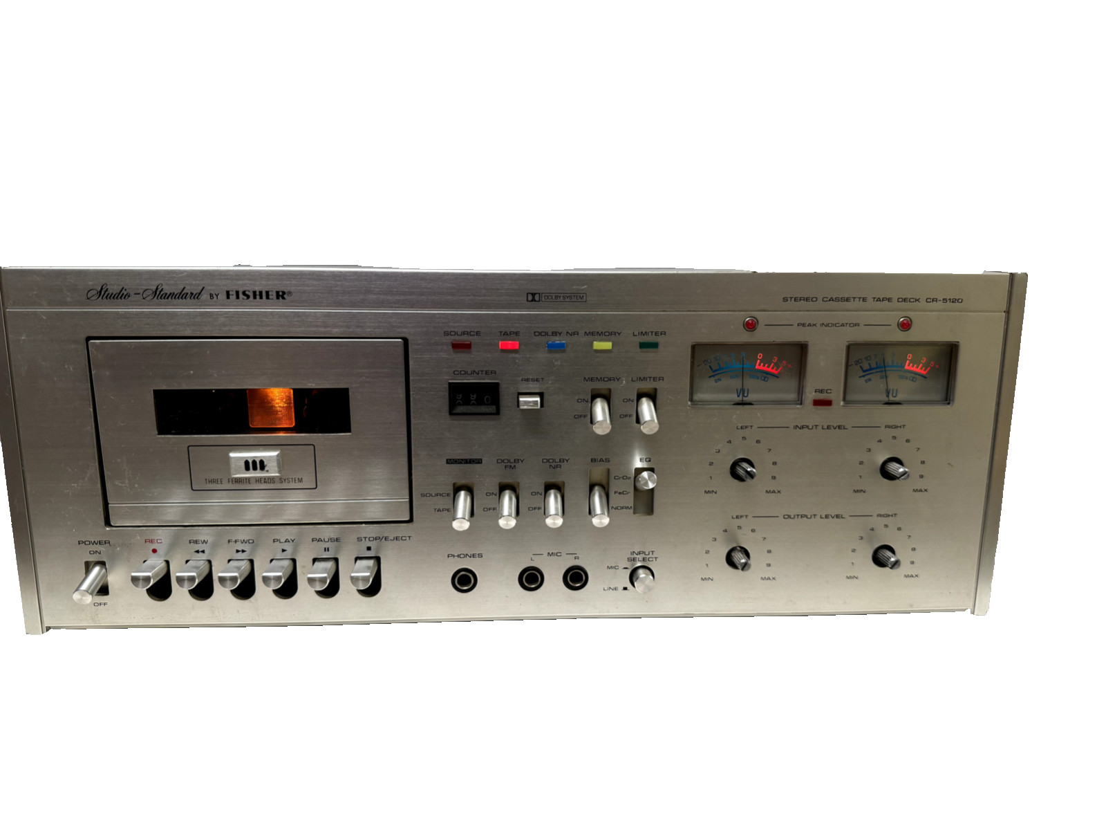 Vintage Fisher CR-5120 ~ 3-heads Cassette Tape Player Recorder ~ PARTS/REPAIR