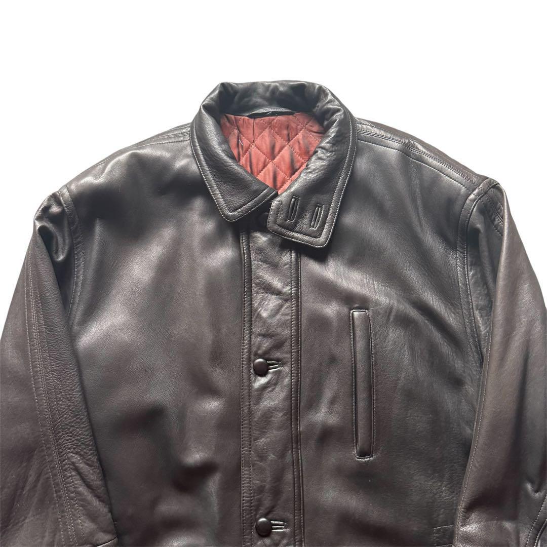 90s Archive Genuine Leather Jacket Black Size L Y2K Style