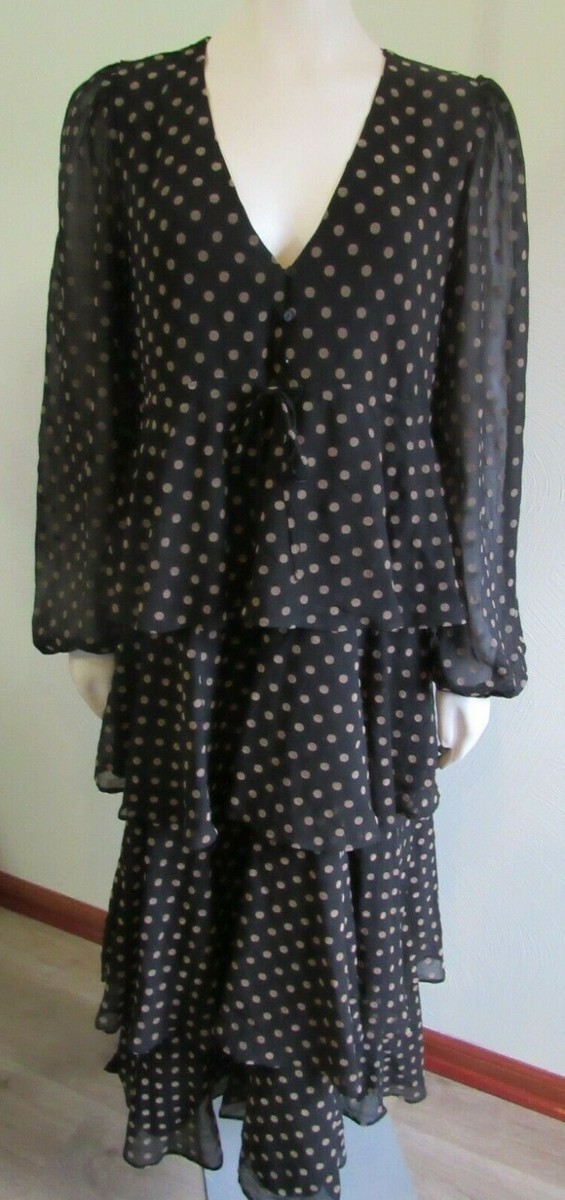 ワンピース Tiered Polka-Dot Long Dress black M Black Polka Dot Maxi Dress - All Dresses | Red Dress