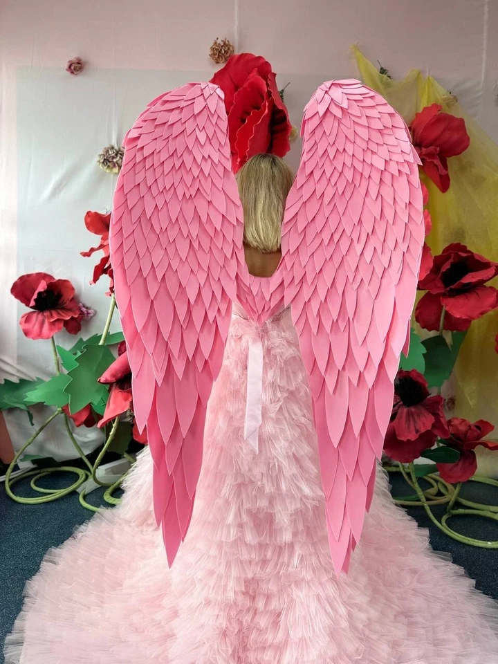 Pink Wings Sexy Costume Angel Wings Costume Accessories For Photo Shoot Valentin - Image 4 of 4