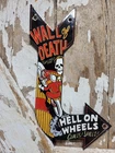 VINTAGE WALL OF DEATH  PORCELAIN SIGN RARE OLD HELL ON WHEELS MOTORCYCLE SHOW