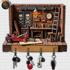 Wand Schlüsselanhänger 30cm - Industrieraum Organizer 2D 4 Haken Eingang