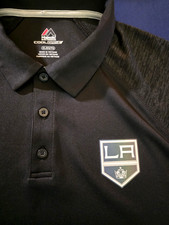 Los Angeles Kings Polo Shirt Mens XL Black NHL Hockey Majestic Cool Base MLPT