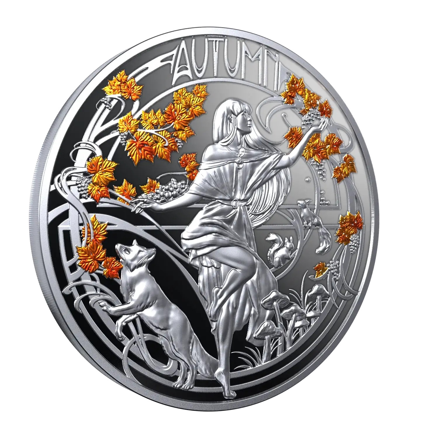 2025 2 Dollars Silver Coin "Autumn" Art Nouveau Design, 4 Seasons Series, 2 of