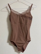 Chacott Ballet Leotard Brown Mesh Open Back Cross Design Adult Size