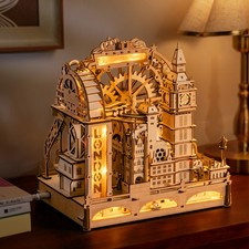 ROKR 3D Wooden Puzzle Marble Track - London City Model With LED Lights, 431-Piec