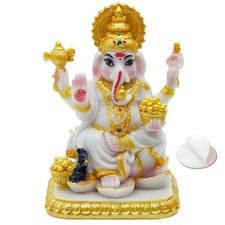 Indian Idol Lord Ganesh Statue 4.1 h Marble Color Hindu God Ganesha Sculptu...