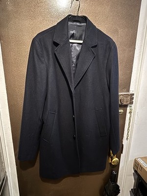 Wool blend coat, Mango, men s size medium slim fit, navy blue