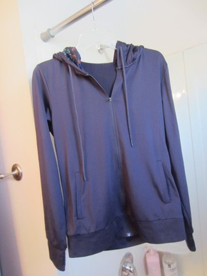 NWOT women's long sleeve hooded active wear top Love Her Shop Size L navy