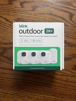 BLINK OUTDOOR 2K+ WIRELESS WHITE SECURITY CAMERA 3 CAMERA SYSTEM NEW