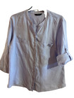 BURTON  chemise chemisier bleu clair en lin taille 38 / 40 manches 3/4