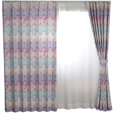 Semi-order pink curtains, 150cm wide x 160cm long, Disney Princess Ariel Shell