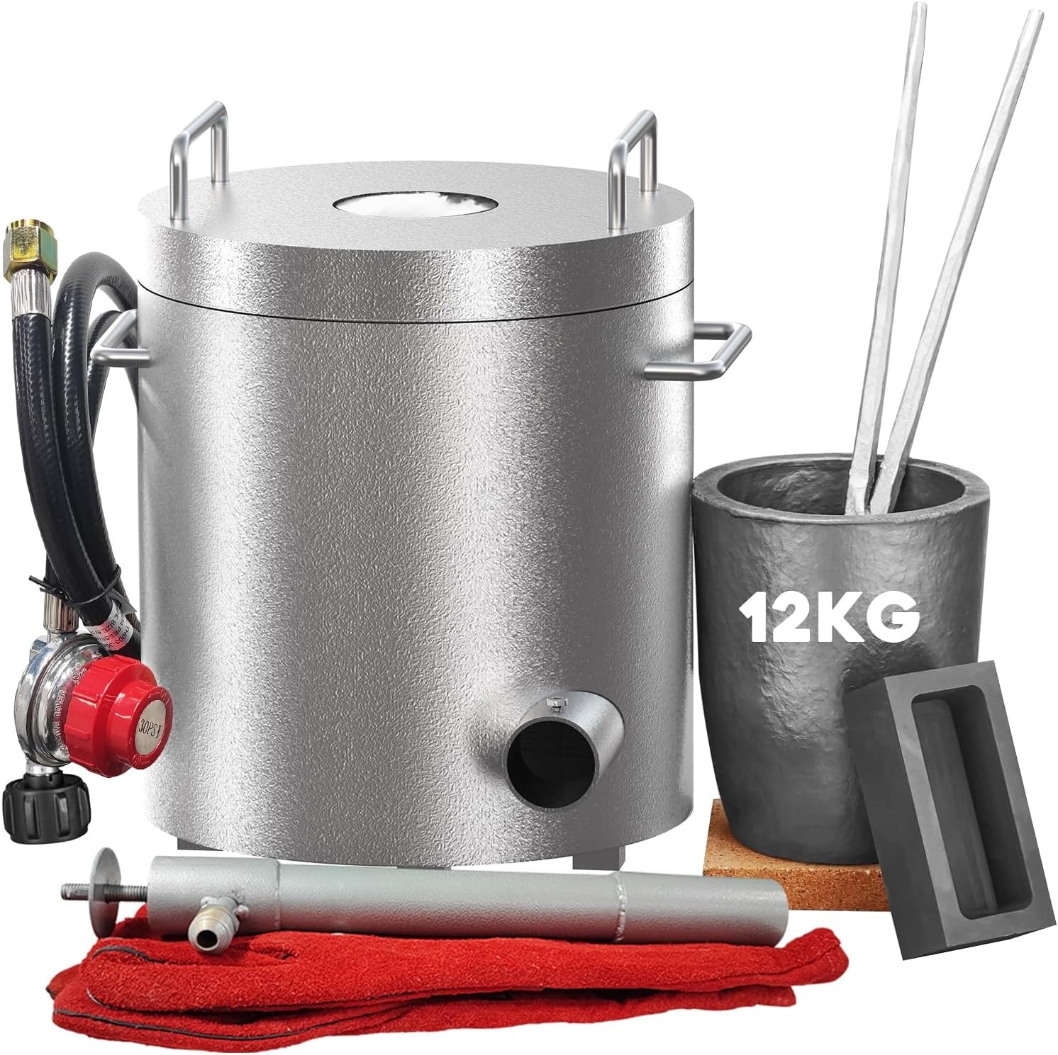 12KG Propane Melting Furnace Foundry Kit Smelt Gold Copper Brass Gas Regulator
