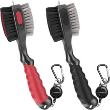 2 Pack Golf Club Brushes and Groove Cleaner 2 Ft Retractable Zipline