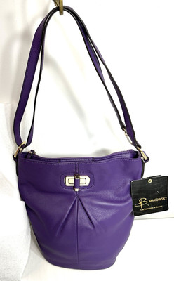B MAKOWSKY CONCORD AMETHYST Bucket Soft Purple Leather Convertible Bag NWT 49