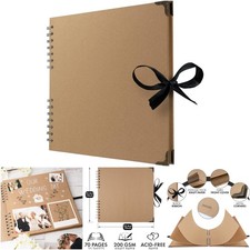 10x10 Inches Scrapbook Album 4x6 8x10 Pictures Brown Thick Kraft Paper 70 Pages