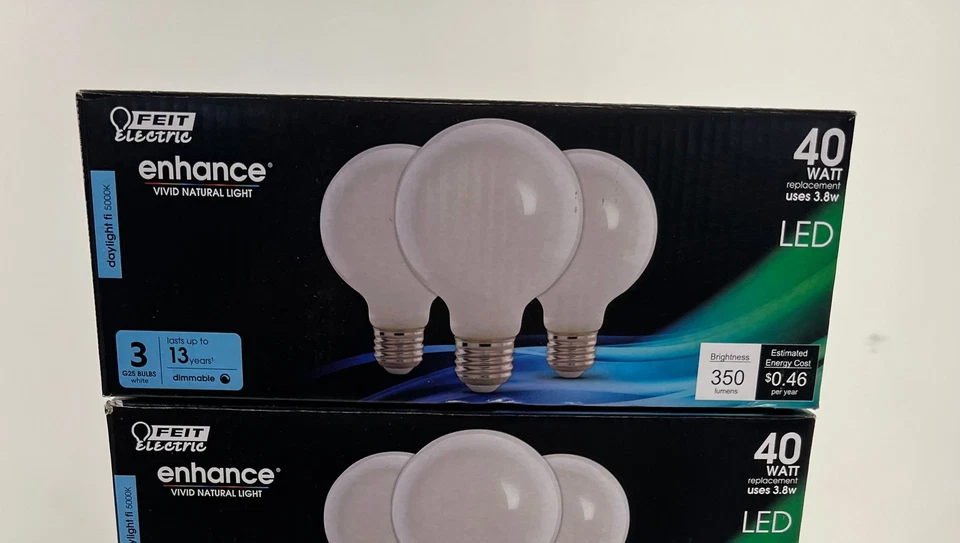 12PK Feit Electric 40W Equiv G25 Dimmable LED Light Bulb Daylight New - Image 2 of 2