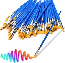 30Pcs Small Paint Brushes Kids for Acrylics Painting, Flat 30 Pack, Blue