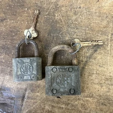 Lot Of 2 Vintage SAFE Padlocks Both With 1 Key - Working 