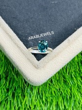 Oval Cut Teal Sapphire Ring 925 Sterling Silver Gift For Her Engagement Ring.