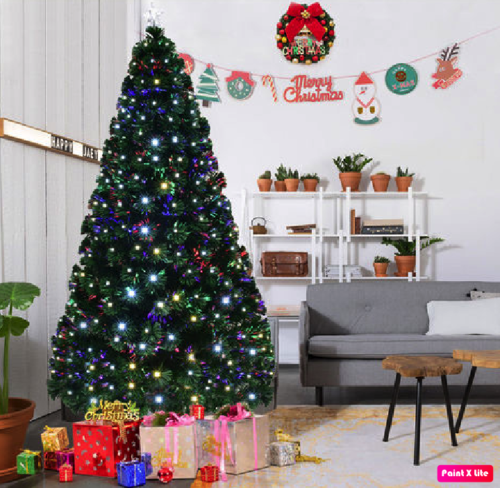 Pre Lit Fiber Optic Christmas Tree Artificial Xmas Tree Holiday Decor 4/5/6/7FT - Picture 6 of 17