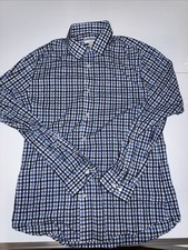 Express Men's Cotton Extra Slim Fit Button Up Blue White Black Shirt L 16-16 1/2