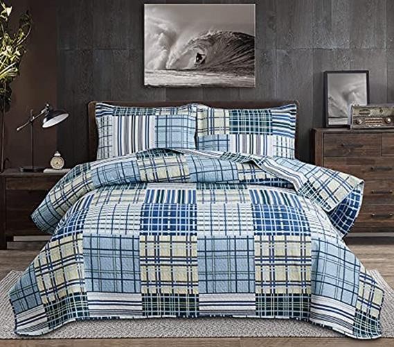Jessy Home Plaid Quilt Set King Bedspread Coverlet  Assorted Colors , Sizes 