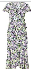 Joe Browns UK 10 Francesca Wrap Dress Green & Lilac Floral Print NWT See Details