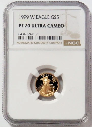 1999 W GOLD $5 PROOF AMERICAN EAGLE 1/10oz NGC PF 70 UC