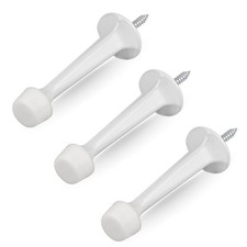 3 PCS Heavy Duty Solid Rigid Door Stop Soft Rubber Tip Zinc Die Cast White