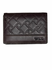 Tumi Men's Dark Brown Embossed Leather Card Holder