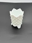 Fenton White Milk Glass Hobnail Toothpick Holder 3.25" Vintage QTip Holder
