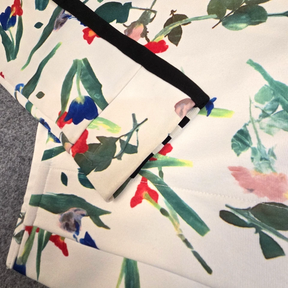 Adidas Track Jacket womens 6 White floral cropped long sleeve trefoil Size 6 — 第 3/4 张图片