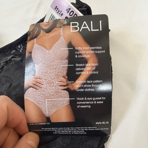 Bali Lace 'n Smooth 36C Body Briefer Shapewear Firm Tummy Control 8L10 Black - Picture 6 of 10