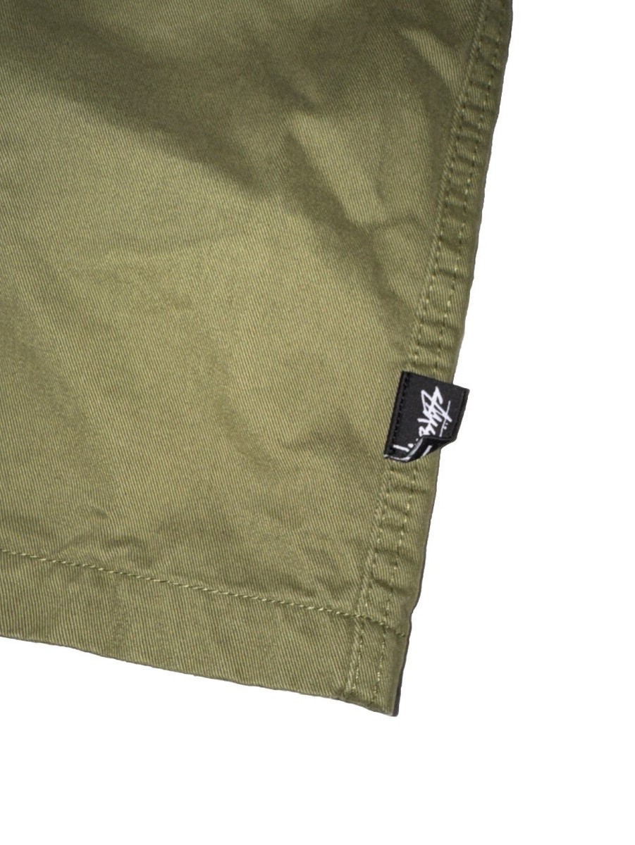 STUSSY BRUSHED BEACH SHORTS GREEN MEN'S SIZE LARGE ELASTIC STUFF