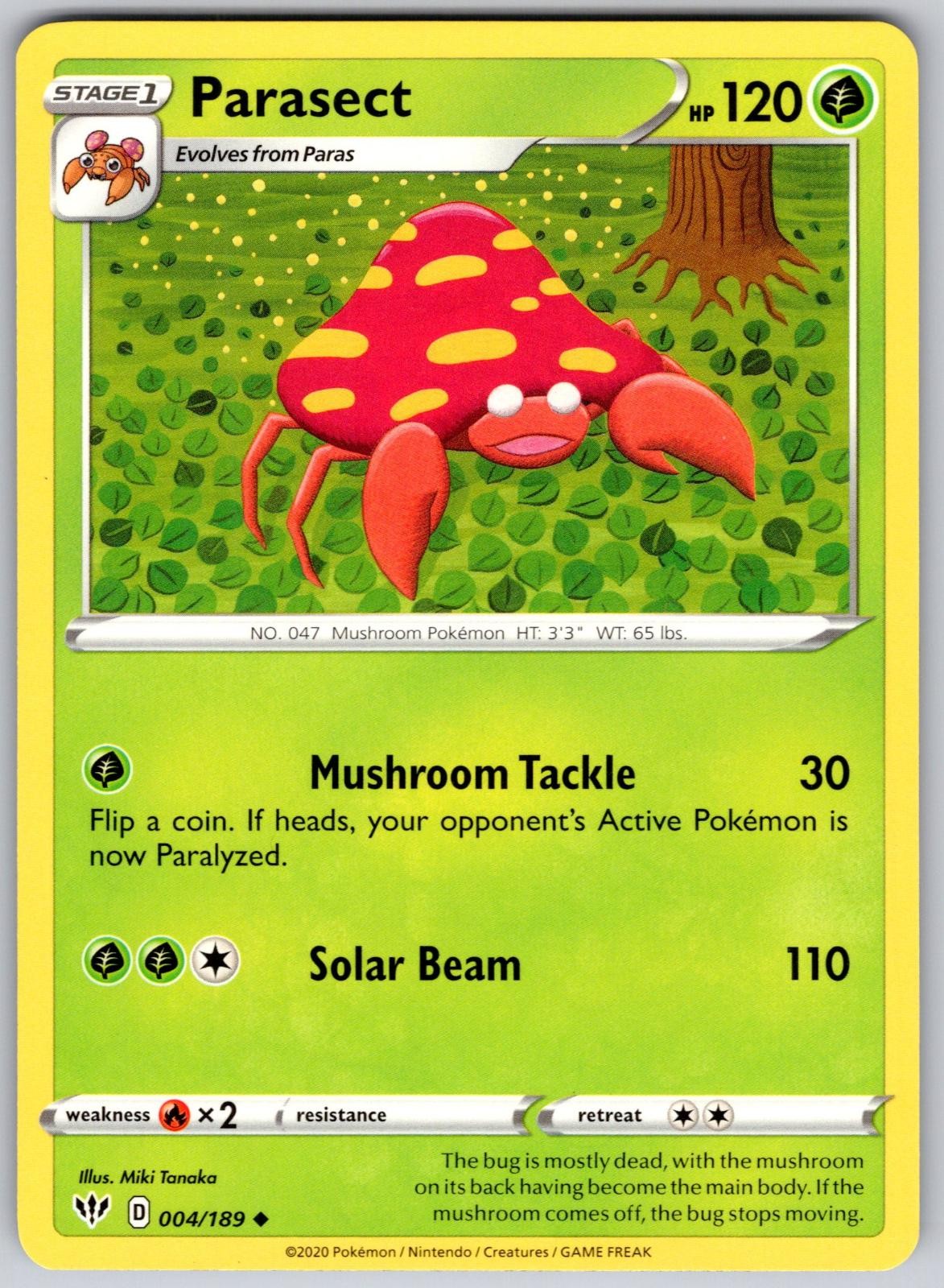 Parasect 004/189 Uncommon Darkness Ablaze Pokemon Near Mint