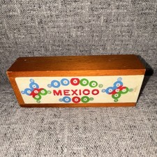 Mexico Dominoes Set Decorative Wooden Box Traditional Complete Game