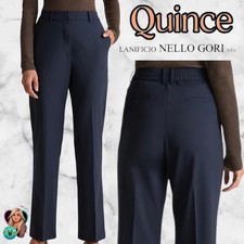 Quince Italian Wool Straight Leg Pants Navy Blue Lanificio Nello Gori Womens 6