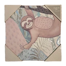 Pastel Happy Sloth Wall Decor Kids Bedroom  10"x 10" CUTE - BRAND NEW