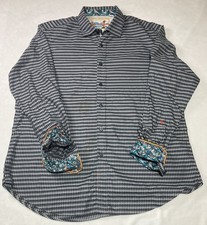 Robert Graham Men  s Flip Cuff Dress Shirt Size Large Long Sleeve